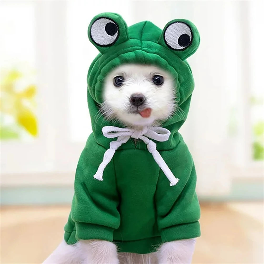 Cute Frog Shape Dog Hoodie for Pets - Blue Iris Green / XS