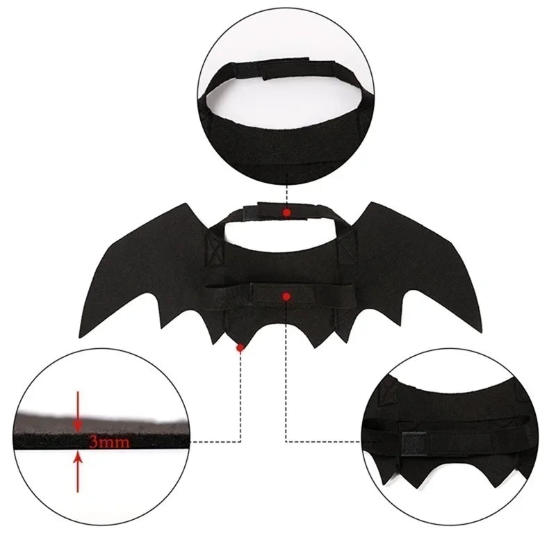 Cute Black Bat Wings Pet Costume for Halloween - Blue Iris Small