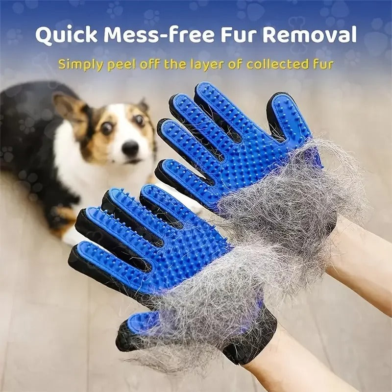 Pet Grooming Glove - Blue Iris Right