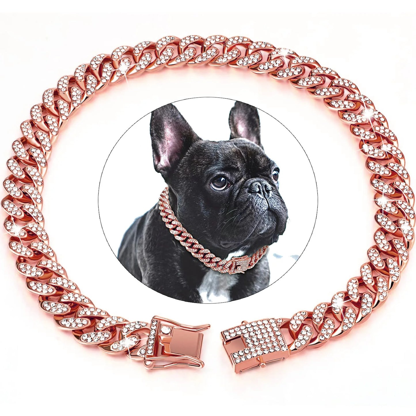 Iced Out Diamond Gold Pet Chain Collar